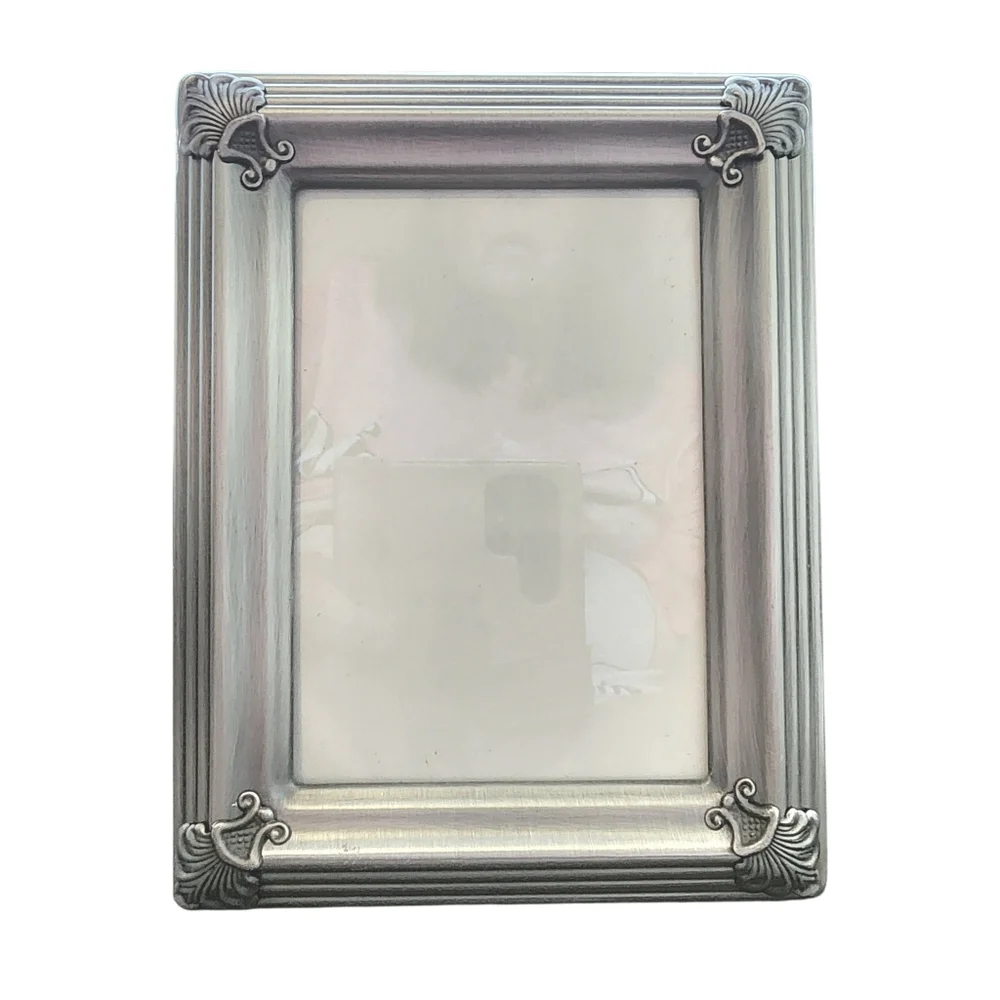 Frame photo silver decorative corners black back & glass front